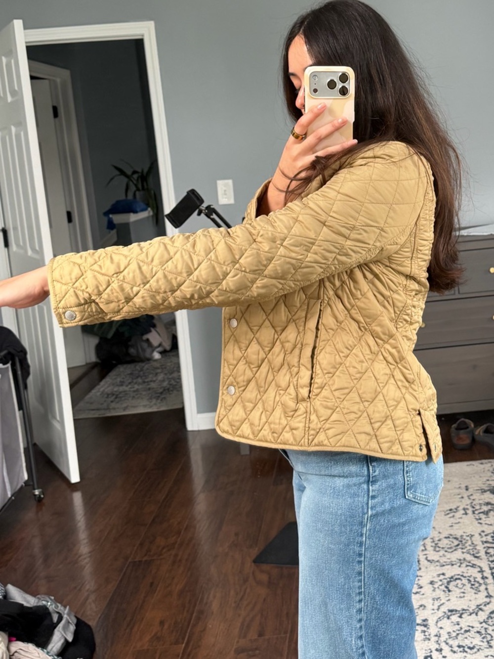 Vintage L.L. Bean Quilted Tan Puffer Jacket - Picture 4 of 16